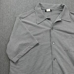 Vintage Hoax Disco Shirt Mens XL Gray Black Short‎ Sleeve Button Polyester USA